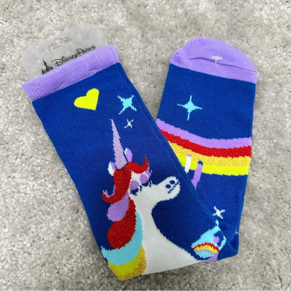 NWT Disney Parks Colorful Rainbow Inside Out Movie Unicorn Casual Crew Socks NEW